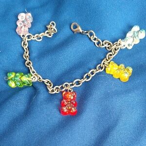 Colorful Glittery Resin Gummy Bear Charm Bracelet